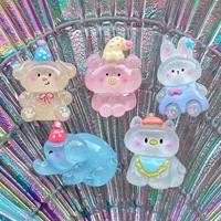 Accessoires DIY pour fête d'anniversaire : Coque de téléphone en résine plastique transparente à paillettes, motifs animaux (lapin, éléphant) imprimés, pour colle crème
