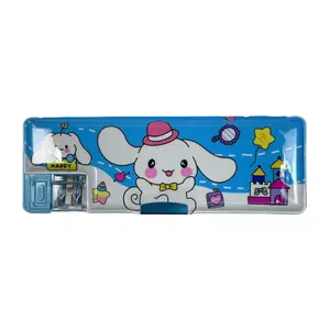 Customized cute design plastic pencil box multi-functional pencil case