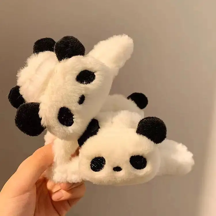 Nieuwe Custom Schattige Pluche Clip Herfst Winter Hoofd Sieraden Chinese Panda Haar Clip Voor Vrouwen Meisjes