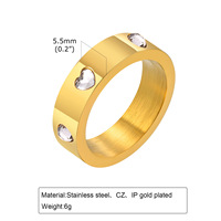 Bague en acier inoxydable avec zircone en forme de cœur, couleur or, style simple, pour femme, à porter au quotidien, cadeau, prix d'usine