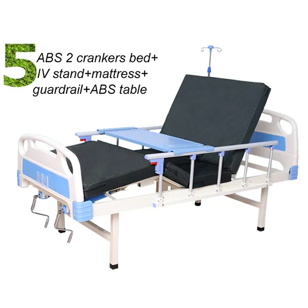 2024 नई शैली सीई आईएसओ दो क्रैंक दो फ़ंक्शन लेग लिफ्ट बैक लिफ्ट मैनुअल मेडिकल अस्पताल बिस्तर