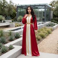 Ensemble de 2 pièces de luxe pour femmes musulmanes Alya, style Moyen-Orient, robes Abaya Dubai, longueur au sol, élégantes, respirantes, en polyester, col en V