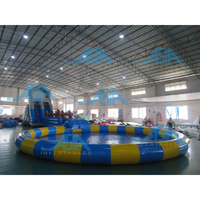 Parc aquatique gonflable mobile commercial Dolphin avec toboggan et piscine