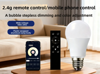 Ampoule LED de sol en aluminium Alison 24G AC Smart WiFi avec télécommande, gradation progressive, réglage des couleurs et contrôle par téléphone E26
