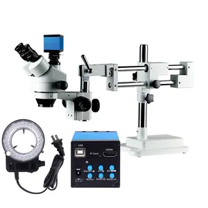 7X-45X工业三目立体显微镜支架全金属镀铬机械零件辅助纺织显微镜