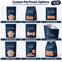 Sachet d'emballage plastique personnalisé pour aliments pour animaux de compagnie, pochette verticale refermable avec fermeture éclair thermoscellable Doypack pour friandises pour chats et nourriture pour chiots