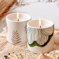 Bougie parfumée en cire de soja avec motif personnalisé européen, finition mate, décoration d'intérieur, récipient en céramique vide pour bougie