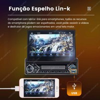 MEKEDE Stock Brésil – Livraison non-taxes incluse – Autoradio universel pliable 1 pouce MP5 sans fil CP/AA avec mécanisme télescopique automatique
