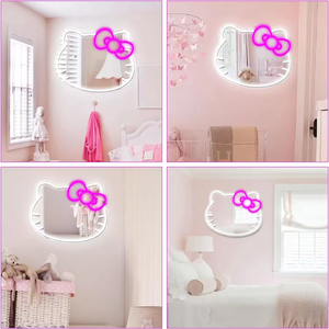 Espejo con Luz LED de Neón de Hello Kitty - Espejo con Luz Blanca Cálida de Anime Kawaii para Decoración de Dormitorio de Niñas, PVC, Clasificación IP33 - Product Image 6
