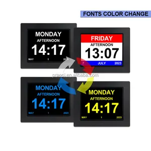 Pros Nueva llegada Recordatorio de pérdida de memoria Ips de 8 pulgadas Calendario de demencia Mesa de escritorio LED Calendario digital Reloj de día