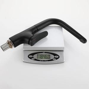 Robinet de lavabo haut, Mitigeur de cuisine, Robinet chromé noir, Robinet en laiton, Robinet rotatif, Robinet monotrou - Product Image 3