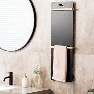 Radiateur chauffe-serviettes électrique mural double paroi en acier inoxydable noir pour hôtel, grand modèle à <span class=keywords><strong>eau</strong></span> <span class=keywords><strong>chaude</strong></span>, porte-serviettes de salle de bain - Product Image 2