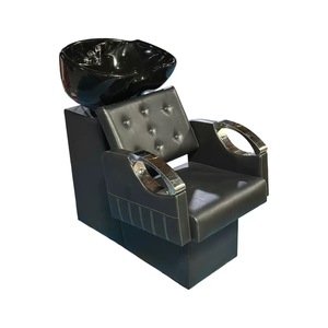 Sillón de Peluquería en Oferta, Cómodo, de Cuero, con Lavabo Giratorio de Cerámica para Salón de Belleza - Product Image 1