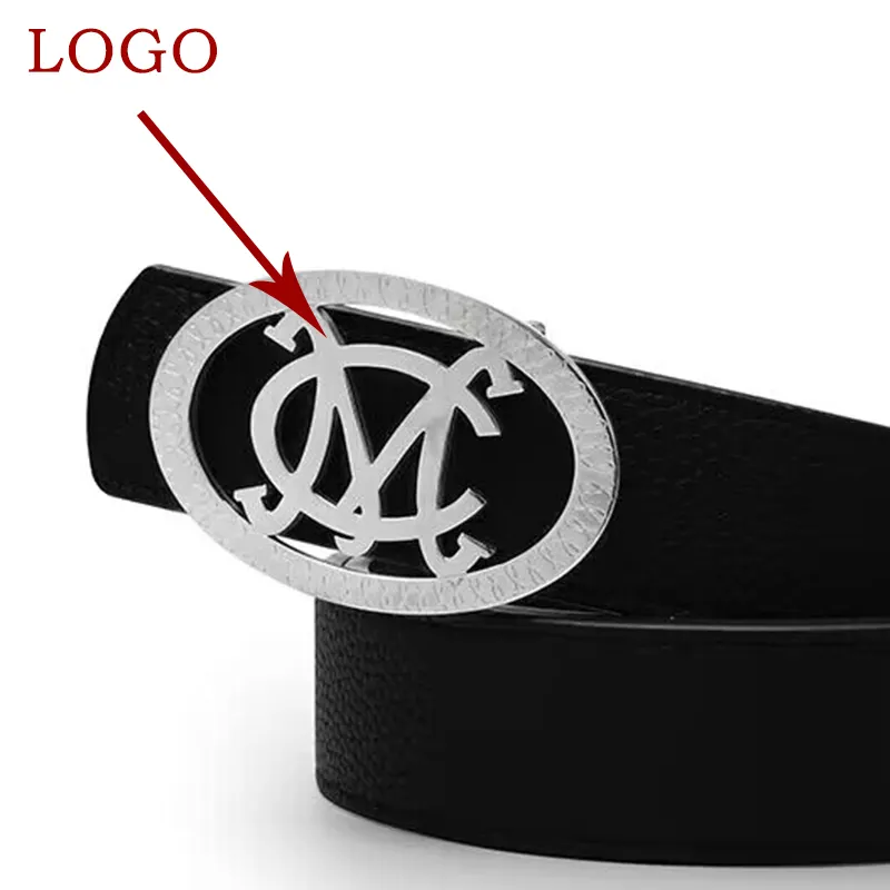 Bajo MOQ Cinturón de cuero Hombres Acero inoxidable Logotipo personalizado Hebilla Cuero genuino Cinturón personalizado para hombre