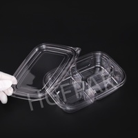 Boîte d'emballage rectangulaire jetable en PET/RPET transparente à 4 compartiments de 35 oz avec couvercle pour salade de fruits