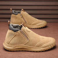 Soldes : Nouvelles Arrivées Automne – Bottes de Travail Rétro en Daim de Vache pour Hommes, Durables, Antidérapantes, à Bout Fermé, Style à Enfiler