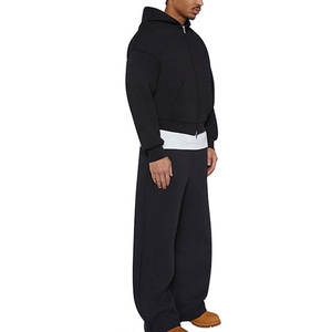 Felpa con cappuccio con <span class=keywords><strong>Zip</strong></span> personalizzata di alta qualità Unisex con cerniera squadrata con cappuccio in <span class=keywords><strong>pile</strong></span> di cotone pesante da <span class=keywords><strong>uomo</strong></span> con cappuccio - Product Image 2