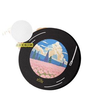 Rascador para Gatos con Diseño de Tocadiscos y Patrón Floral, Juguete para Gatos de PVC Resistente, Montado en la Pared, Estilo Moderno - Product Image 1