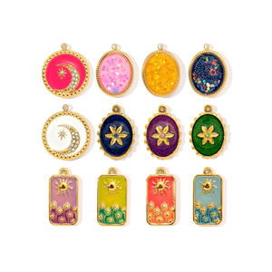 ミラーポーランドステンレス鋼ひまわりペンダントネックレスエナメルタロットカード女性DIY三日月星ジュエリークリスチャン子供 - Product Image 1