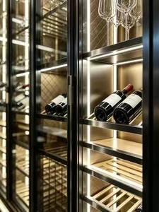 Luxury Custom Stainless Steel Wine <b>Cabinet</b> Constant Temperature Led Light Glass Door Display Rack Home Furniture Hotel Villa - Product Image 6