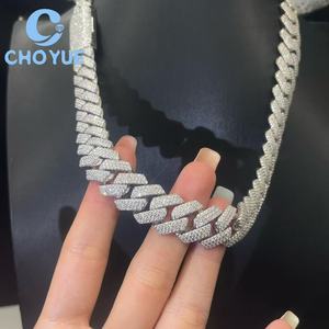 Oferta Especial: Collares de Plata 925 con Moissanita, Joyería Hip Hop Iced Out, Cadena Cubana de 15MM y 3 Filas para Hombre, Pasa el Test de Diamantes GRA - Product Image 2