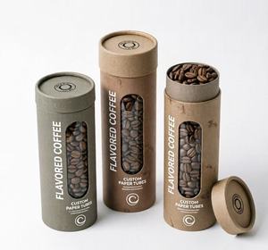 Tube à café en papier kraft écologique avec fenêtre transparente, boîte cylindrique recyclable pour le stockage des grains de café - Product Image 2