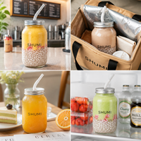 Vente en gros de bocaux en PET transparent de 350 ml et 500 ml avec couvercle en aluminium, récipients pour boissons gazeuses, bière, jus de fruits, boissons froides, emballages à emporter
