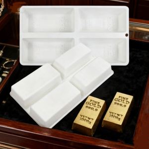 Molde para Hornear Pasteles Rectangular de 4 Cavidades, Estilo Barra de Oro, para Chocolate y Ladrillos de Oro, Apto para Horno, Modelo TC2602, Decoración de Pasteles de Cumpleaños - Product Image 2