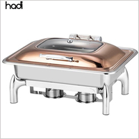 Plat de service rectangulaire de luxe en acier inoxydable haut de gamme pour banquets d'hôtel et mariages, 9 qt