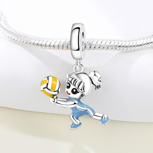 Pulsera original de cuentas de cobre blanco - Joyería con colgante temático de voleibol para niñas pequeñas, joyería personalizada para mujer - Product Image 2