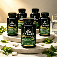 Capsules de L-Théanine Pure Végétalienne 200mg 400mg 60, Complément Herbal Naturel, Aide à Soulager le Stress, Vente en Gros OEM Usine Marque Privée