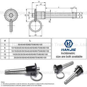 Pin de bloqueo de bola de liberación rápida con botón de resorte de cabeza redonda plana de acero inoxidable de alta precisión - Product Image 4