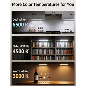 <span class=keywords><strong>Luz</strong></span> Recargable para Debajo del Gabinete con Estación de Carga, <span class=keywords><strong>Luz</strong></span> Inalámbrica con Sensor de <span class=keywords><strong>Movimiento</strong></span>, 3 Colores Atenuables, Temporizador, Magnética con Control Remoto - Product Image 3