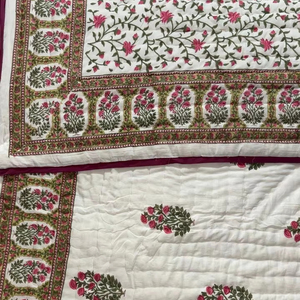 Indian Manufacturer print Patchwork Duvet Vintage Style <b>Queen</b> <b>Size</b> Cotton KanthaQuilt Soft Reversible Winter Blanket for Hotel - Product Image 1