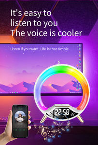 2023 nuevo Led Digital música puesta de sol niños reloj despertador altavoz lámpara de noche relojes inteligente e inalámbrico carga despertador luz para dormitorio - Product Image 3