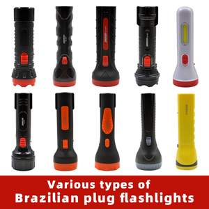 Brazil cắm nhựa ABS chì-axit Pin đèn pin 1W điện cao có thể sạc lại đèn pin cổ điển ngoài trời khẩn cấp đèn pin - Product Image 6