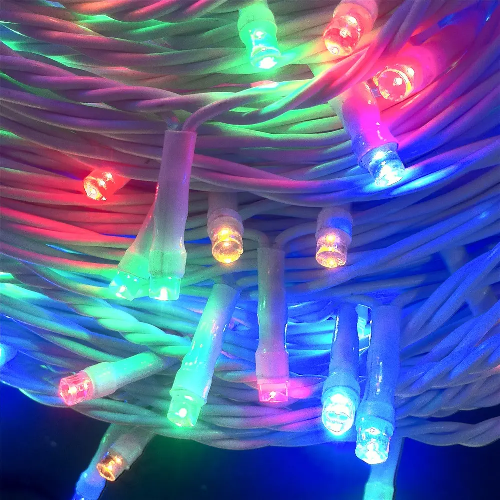 5M 50 Leds สีขาว PVC คริสต์มาส LED Fairy Light String Garland กันน้ำ IP67ปาร์ตี้คริสต์มาสตกแต่ง
