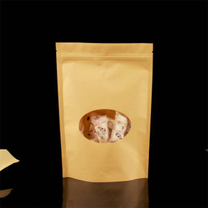 Sachets Doypack Personnalisés pour Aliments Secs, en Papier Kraft Brun avec Fenêtre Translucide - Product Image 1