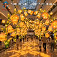 Lentera Portal Campanula Sutra Buatan Tangan Komersial Tahan Air dengan LED untuk Festival