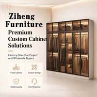 Armoire avec cadre métallique, portes en verre, éclairage LED intérieur, tringle de suspension, étagères, placard modulaire, ensemble moderne de luxe pour chambre à coucher