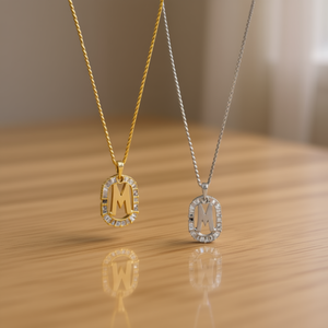 Collar con Colgante Angelina M de Acero Inoxidable, Chapado en Oro y Plata, con Circonita Cúbica, Cadena de Serpiente, Unisex, para Uso Diario - Product Image 2