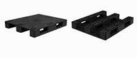 Palette Euro en plastique HDPE noire 1200*1000mm, robuste, entrée 4 directions, simple face, 3 roulettes, pour rayonnage d'usine