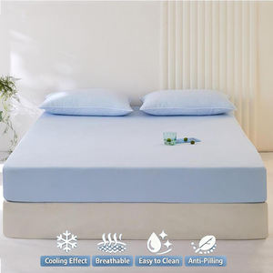 Ensemble de draps rafraîchissants 3 pièces (1 drap-housse + 2 taies d'oreiller) respirant, anti-humidité, doux, anti-boulochage, facile d'entretien - Product Image 1