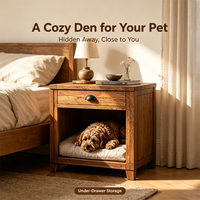 Table de chevet multifonctionnelle pour chat et animal de compagnie avec tiroir de rangement et cadre robuste