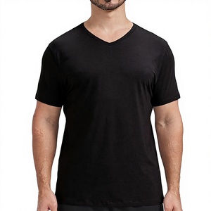 T-shirt en coton à col en V pour homme, respirant, à manches courtes, tendance, fournisseur OEM, marque privée, coupe classique - Product Image 1