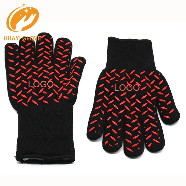Silicone Printed Hot Pot Holder BBQ Grill Gloves Barbecue Oven Gloves Heat Resistant BBQ Gloves