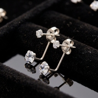 Boucles d'oreilles tendance minimalistes géométriques délicates et chics en argent sterling 925 pour femme, avec zircon cubique rond