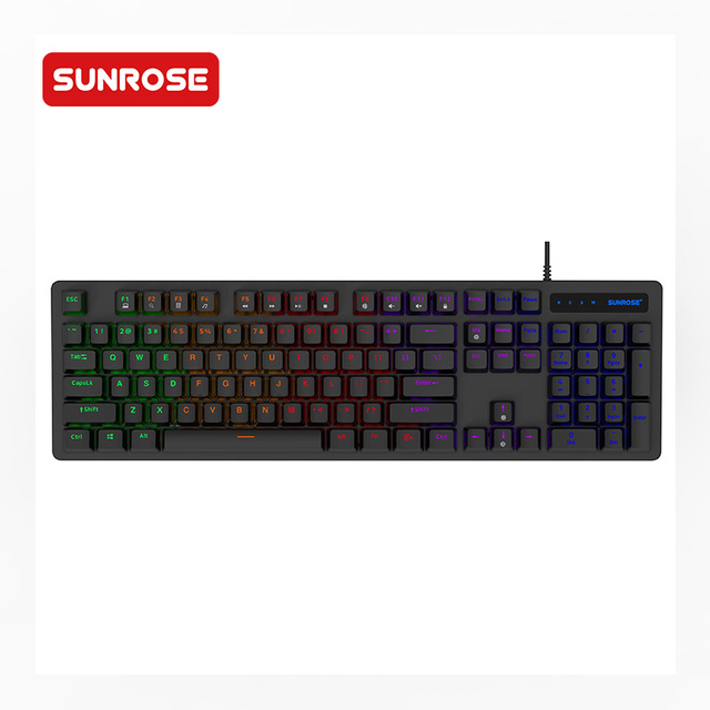 Factory Direct USB Type 104 Keys Wired LED Light Mechanical Gaming Keyboard ABS Plastic Blue Switches English Customizable Color