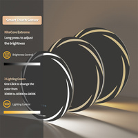 Grand miroir rond à LED pour salle de bain, bord lumineux tourbillon, lumière à intensité variable, 3 couleurs, livraison gratuite