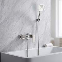 Robinet de douche mural en acier inoxydable 304 brossé avec mitigeur cascade, cartouche céramique, jet doux, moderne pour appartement et hôtel